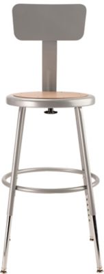 Image showing  Height-Adjustable Heavy-Duty Steel Stools, Backrest, 2-Pack, 19-27 in., Gray