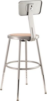 Image showing  Height-Adjustable Heavy-Duty Steel Stools, Backrest, 2-Pack, 19-27 in., Gray