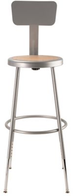 Image showing 2 th National Public Seating Height-Adjustable Heavy-Duty Steel Stools, Backrest, 2-Pack, 25-33 in., Gray
