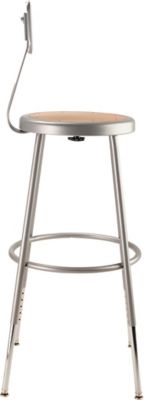 Image showing 3 th National Public Seating Height-Adjustable Heavy-Duty Steel Stools, Backrest, 2-Pack, 25-33 in., Gray