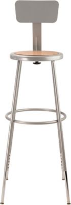 Image showing  Height-Adjustable Heavy-Duty Steel Stools, Backrest, 2-Pack, 32-39 in., Gray