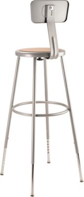 Image showing  Height-Adjustable Heavy-Duty Steel Stools, Backrest, 2-Pack, 32-39 in., Gray