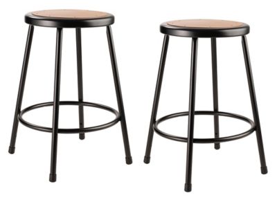 National Public Seating Heavy-Duty Steel Stools, 2-Pack, 24 in., Black