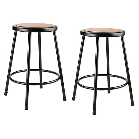 National Public Seating Heavy-Duty Steel Stools, 2-Pack, 24 in., Black