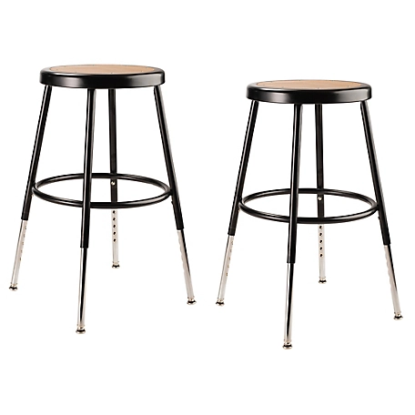 National Public Seating Height-Adjustable Steel Stools, 2-Pack, 19-27 in., Black