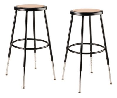 National Public Seating Height-Adjustable Steel Stools, 2 pk., 25-33 in., Black