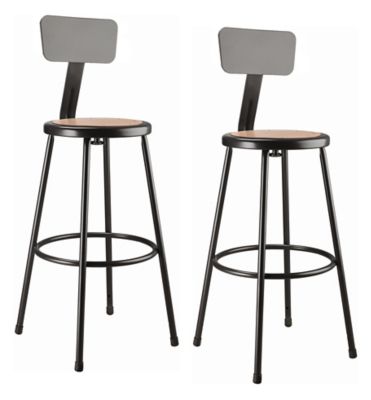 National Public Seating Steel Stools, Backrest, 2 pk., 30 in., Black