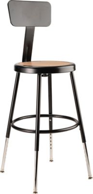 Image showing  Height-Adjustable Heavy-Duty Steel Stools, Backrest, 2-Pack, 19-27 in., Black