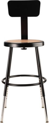 Image showing  Height-Adjustable Heavy-Duty Steel Stools, Backrest, 2-Pack, 19-27 in., Black