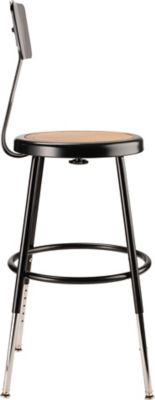 Image showing  Height-Adjustable Heavy-Duty Steel Stools, Backrest, 2-Pack, 19-27 in., Black