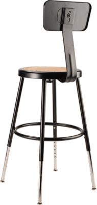 Image showing  Height-Adjustable Heavy-Duty Steel Stools, Backrest, 2-Pack, 19-27 in., Black