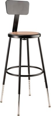 Image showing  Height-Adjustable Heavy-Duty Steel Stools, Backrest, 2-Pack, 25-33 in., Black