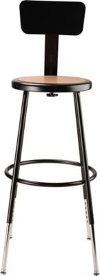 Image showing  Height-Adjustable Heavy-Duty Steel Stools, Backrest, 2-Pack, 25-33 in., Black