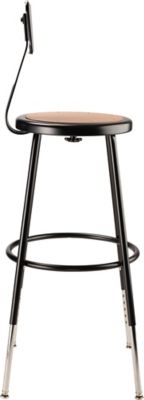 Image showing  Height-Adjustable Heavy-Duty Steel Stools, Backrest, 2-Pack, 25-33 in., Black