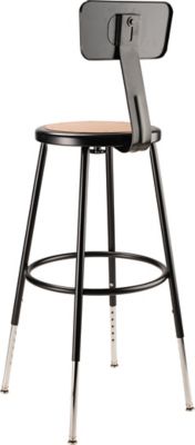 Image showing  Height-Adjustable Heavy-Duty Steel Stools, Backrest, 2-Pack, 25-33 in., Black