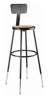Image showing  Height-Adjustable Heavy-Duty Steel Stools, Backrest, 2-Pack, 32-39 in., Black