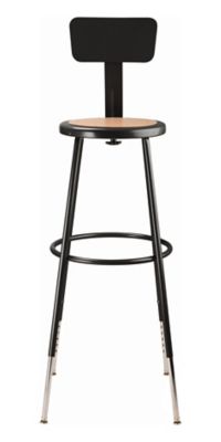 Image showing  Height-Adjustable Heavy-Duty Steel Stools, Backrest, 2-Pack, 32-39 in., Black