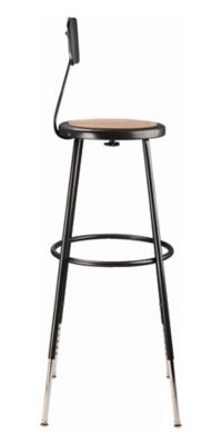Image showing  Height-Adjustable Heavy-Duty Steel Stools, Backrest, 2-Pack, 32-39 in., Black