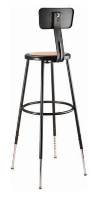 Image showing  Height-Adjustable Heavy-Duty Steel Stools, Backrest, 2-Pack, 32-39 in., Black