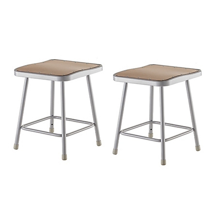 National Public Seating Heavy-Duty Square Seat Steel Stools, 2 pk., 18 in.