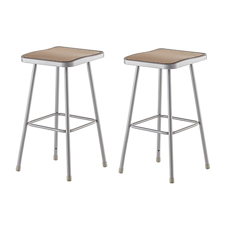 National Public Seating Heavy-Duty Square Seat Steel Stools, 2-Pack, 30 in.