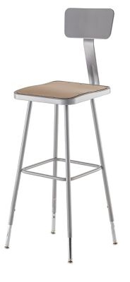 Image showing  Height-Adjustable Heavy-Duty Square Seat Steel Stools, Backrest, 2-Pack, 32-39 in.