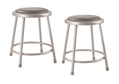 National Public Seating Heavy-Duty Vinyl Padded Steel Stools, 2-Pack, 18 in., Gray