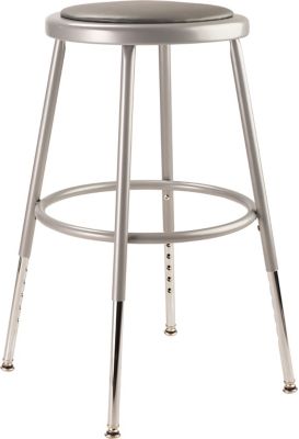 Image showing  Height-Adjustable Heavy-Duty Vinyl Padded Steel Stools, 2-Pack, 19-27 in., Gray