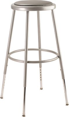 Image showing  Height-Adjustable Heavy-Duty Vinyl Padded Steel Stools, 2-Pack, 25-33 in., Gray