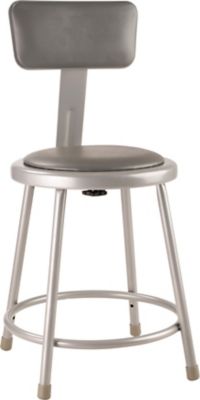 Image showing  Heavy-Duty Vinyl Padded Steel Stools, Backrest, 2 pk., 18 in., Gray