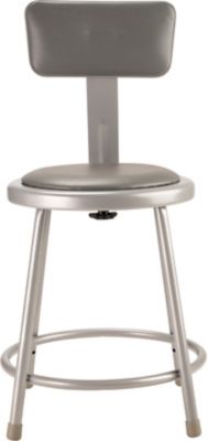 Image showing  Heavy-Duty Vinyl Padded Steel Stools, Backrest, 2 pk., 18 in., Gray