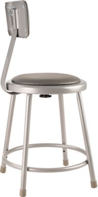Image showing  Heavy-Duty Vinyl Padded Steel Stools, Backrest, 2 pk., 18 in., Gray