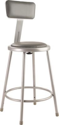 Image showing 1 th National Public Seating Heavy-Duty Vinyl Padded Steel Stools, Backrest, 2 pk., 24 in., Gray