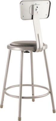 Image showing 4 th National Public Seating Heavy-Duty Vinyl Padded Steel Stools, Backrest, 2 pk., 24 in., Gray