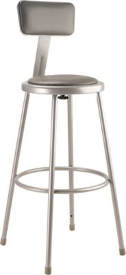 Image showing  Heavy-Duty Vinyl Padded Steel Stools, Backrest, 2-Pack, 30 in., Gray