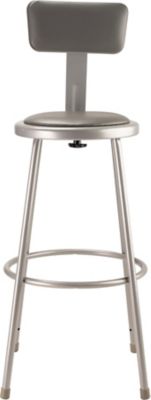 Image showing  Heavy-Duty Vinyl Padded Steel Stools, Backrest, 2-Pack, 30 in., Gray