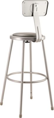 Image showing  Heavy-Duty Vinyl Padded Steel Stools, Backrest, 2-Pack, 30 in., Gray