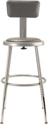 Image showing  Height-Adjustable Heavy-Duty Vinyl Padded Steel Stools, Backrest, 2-Pack, 19-27 in., Gray