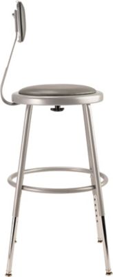 Image showing  Height-Adjustable Heavy-Duty Vinyl Padded Steel Stools, Backrest, 2-Pack, 19-27 in., Gray