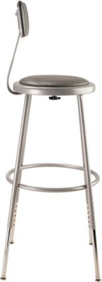 Image showing  Height-Adjustable Heavy-Duty Vinyl Padded Steel Stools, Backrest, 2-Pack, 25-33 in., Gray