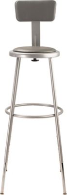 Image showing  Height-Adjustable Heavy-Duty Vinyl Padded Steel Stools, Backrest, 2-Pack, 32-39 in., Gray