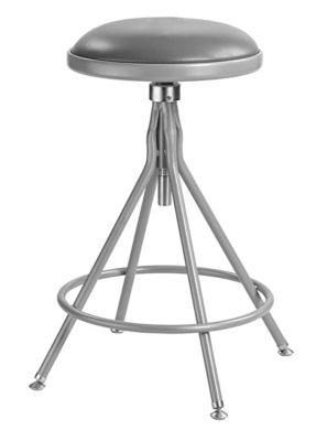 National Public Seating Height-Adjustable Heavy-Duty Vinyl Padded Swivel Steel Stool