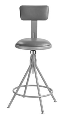 Image showing  Height-Adjustable Heavy-Duty Vinyl Padded Swivel Steel Stool, Backrest