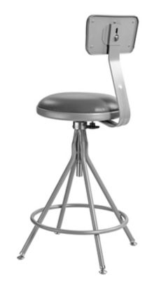 Image showing  Height-Adjustable Heavy-Duty Vinyl Padded Swivel Steel Stool, Backrest