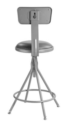 Image showing  Height-Adjustable Heavy-Duty Vinyl Padded Swivel Steel Stool, Backrest
