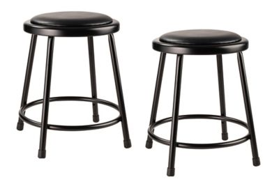 National Public Seating Heavy-Duty Vinyl Padded Steel Stools, 2 pk., 18 in., Black