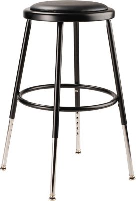 Image showing  Height-Adjustable Heavy-Duty Vinyl Padded Steel Stools, 2-Pack, 19-27 in., Black