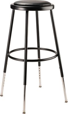 Image showing  Height-Adjustable Heavy-Duty Vinyl Padded Steel Stools, 2-Pack, 25-33 in., Black