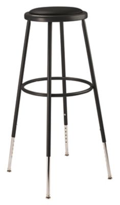Image showing  Height-Adjustable Heavy-Duty Vinyl Padded Steel Stools, 2-Pack, 32-39 in., Black