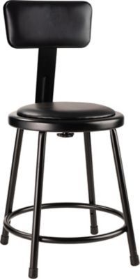 Image showing  Heavy-Duty Vinyl Padded Steel Stools, Backrest, 2-Pack, 18 in., Black
